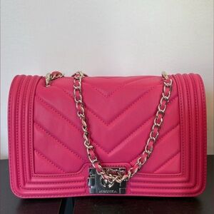 Badgley Mischka Vibrant Pink Quilted Chain Bag